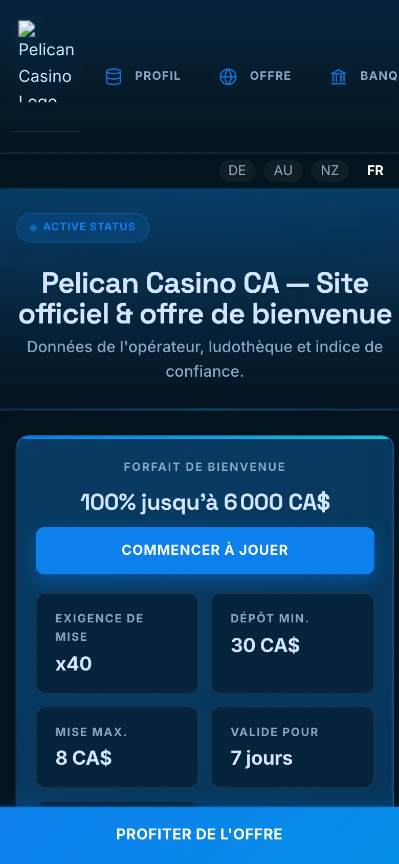 Pelican Casino mobile lobby screenshot